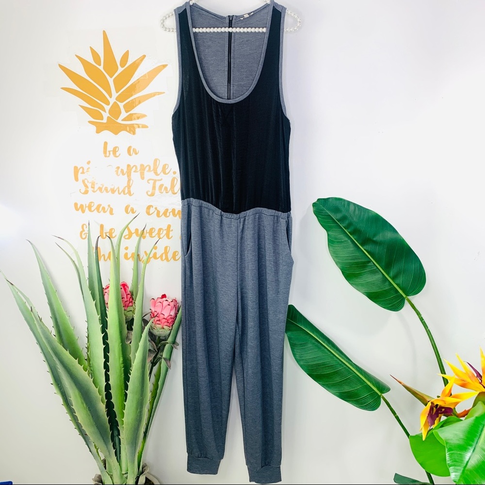 RACHEL ROY Gray Black Tank Top Jogger Jumpsuit Medium - Picture 3 of 11